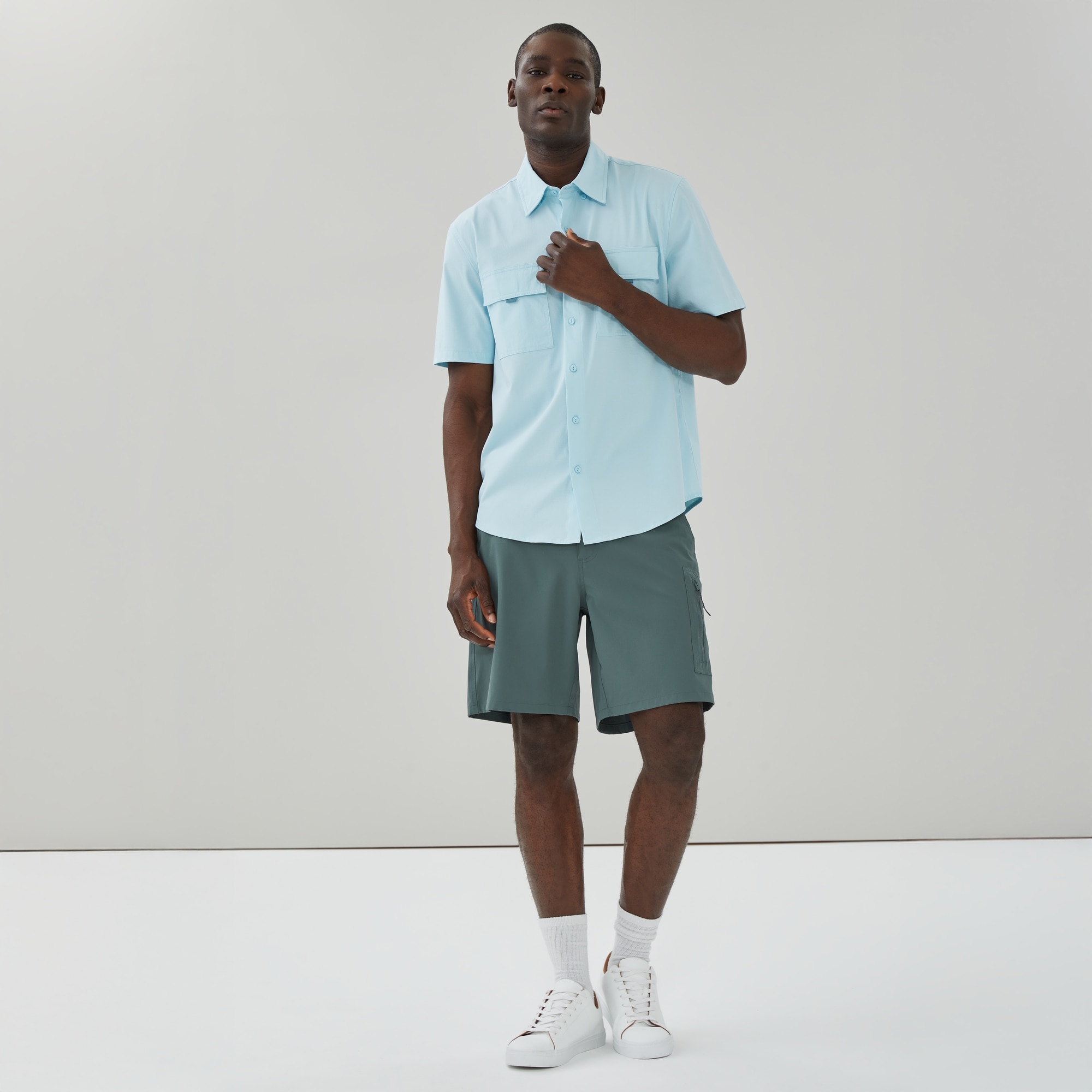 Men's Flex Ripstop Cargo Shirt in Light Blue from Joe Fresh