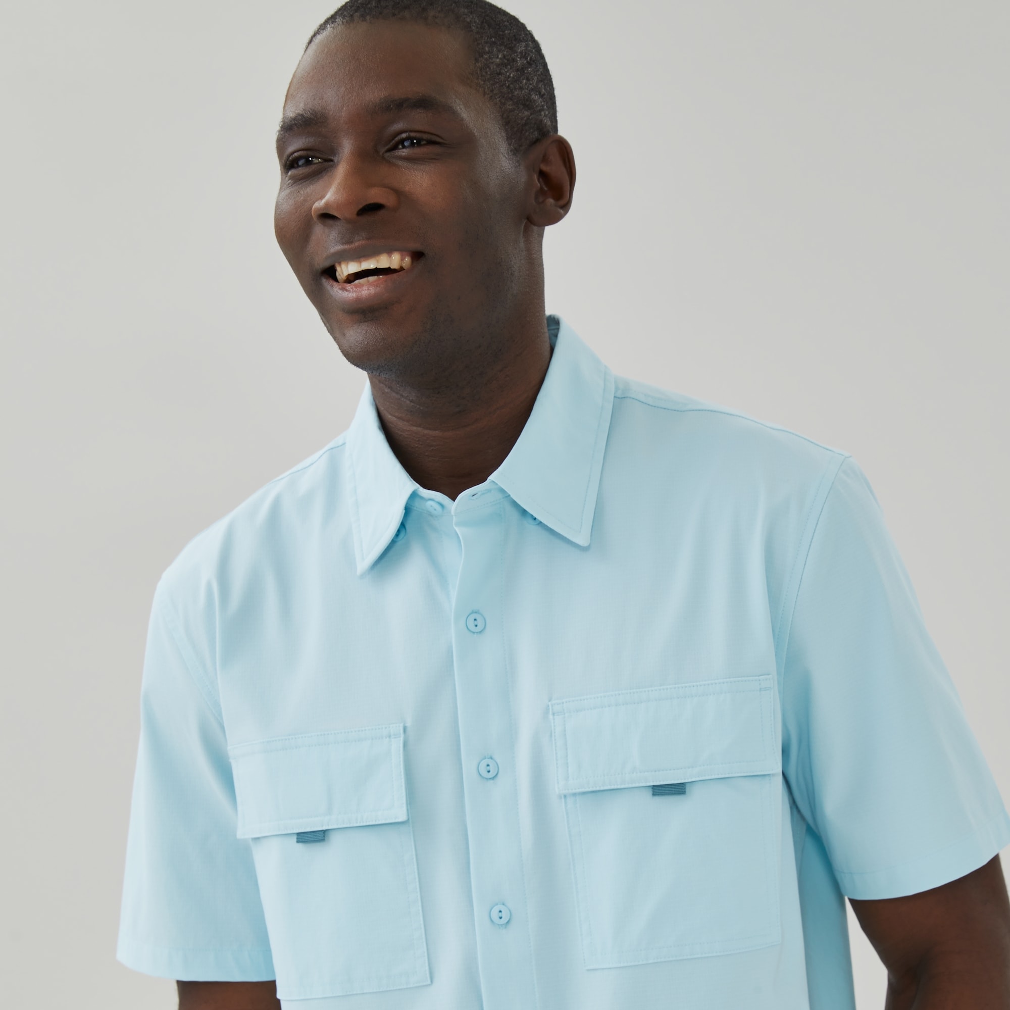 Men's Flex Ripstop Cargo Shirt in Light Blue from Joe Fresh