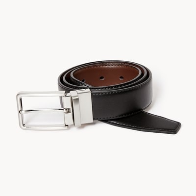 Men's Leather Reversible Belt - Black