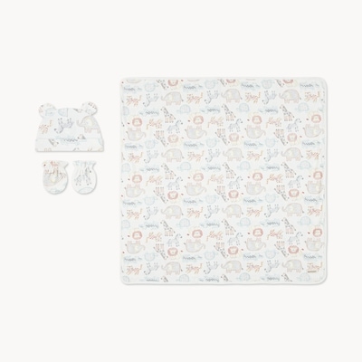Newborn Huggies Blanket Set - Off White