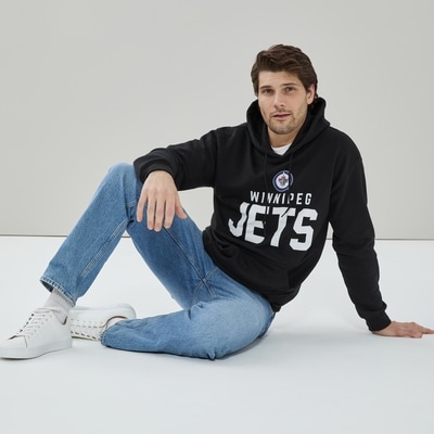 Haut à capuchon LNH Jets de Winnipeg pour adultes - Noir