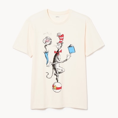Adult Dr. Seuss Cat in the Hat Graphic T-Shirt - Cream