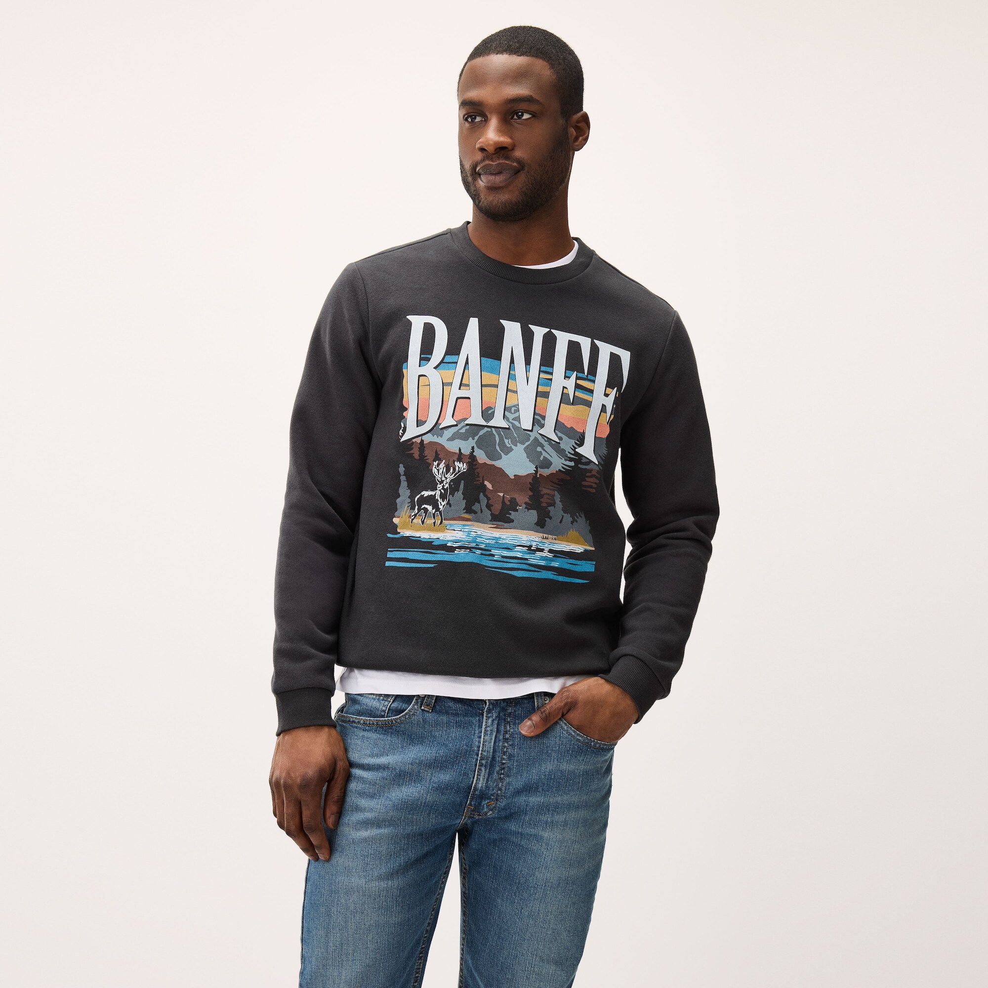 Adult Banff Graphic Sweatshirt in Black from Joe Fresh