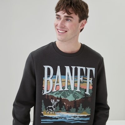 Chandail en molleton imprimé Banff pour adultes - Noir
