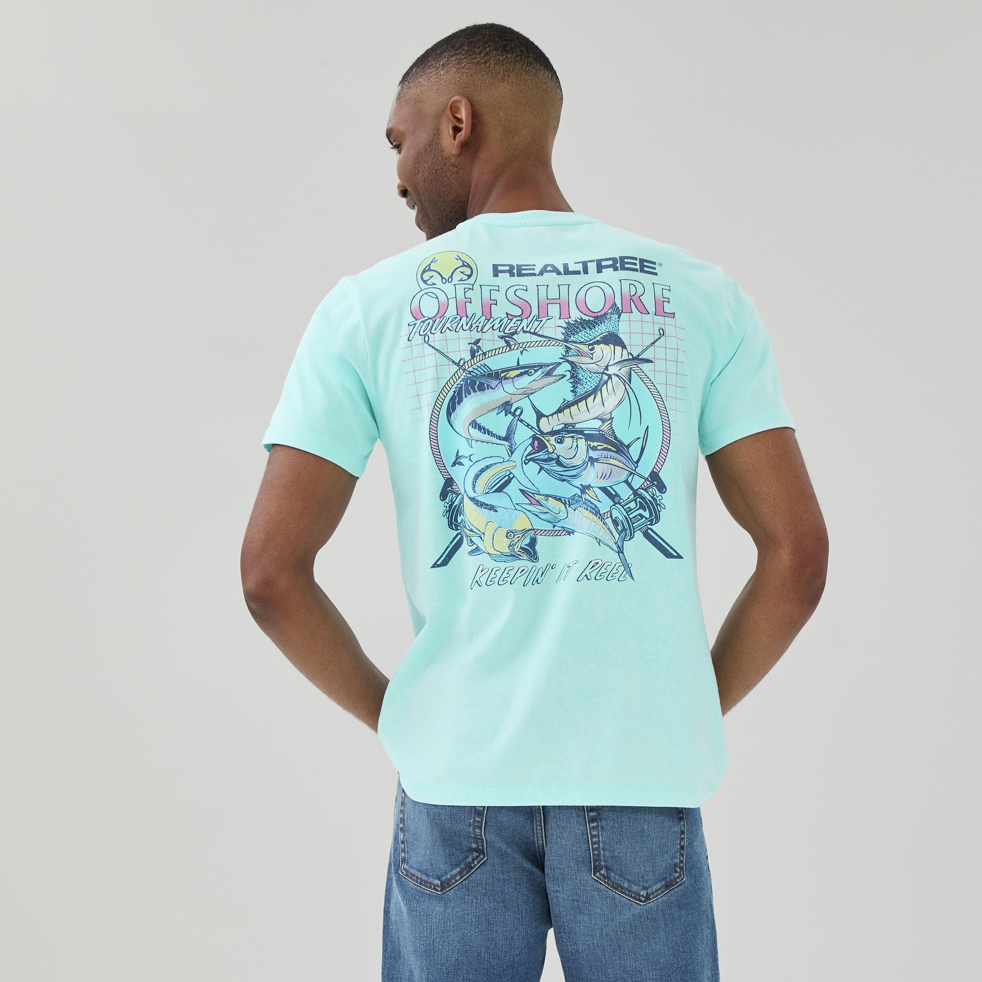 Adult Realtree Fishing Graphic T-Shirt in Light Blue from Joe Fresh