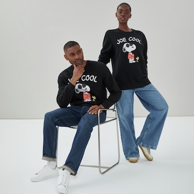 Adult Peanuts Graphic Crewneck Sweatshirt - Black