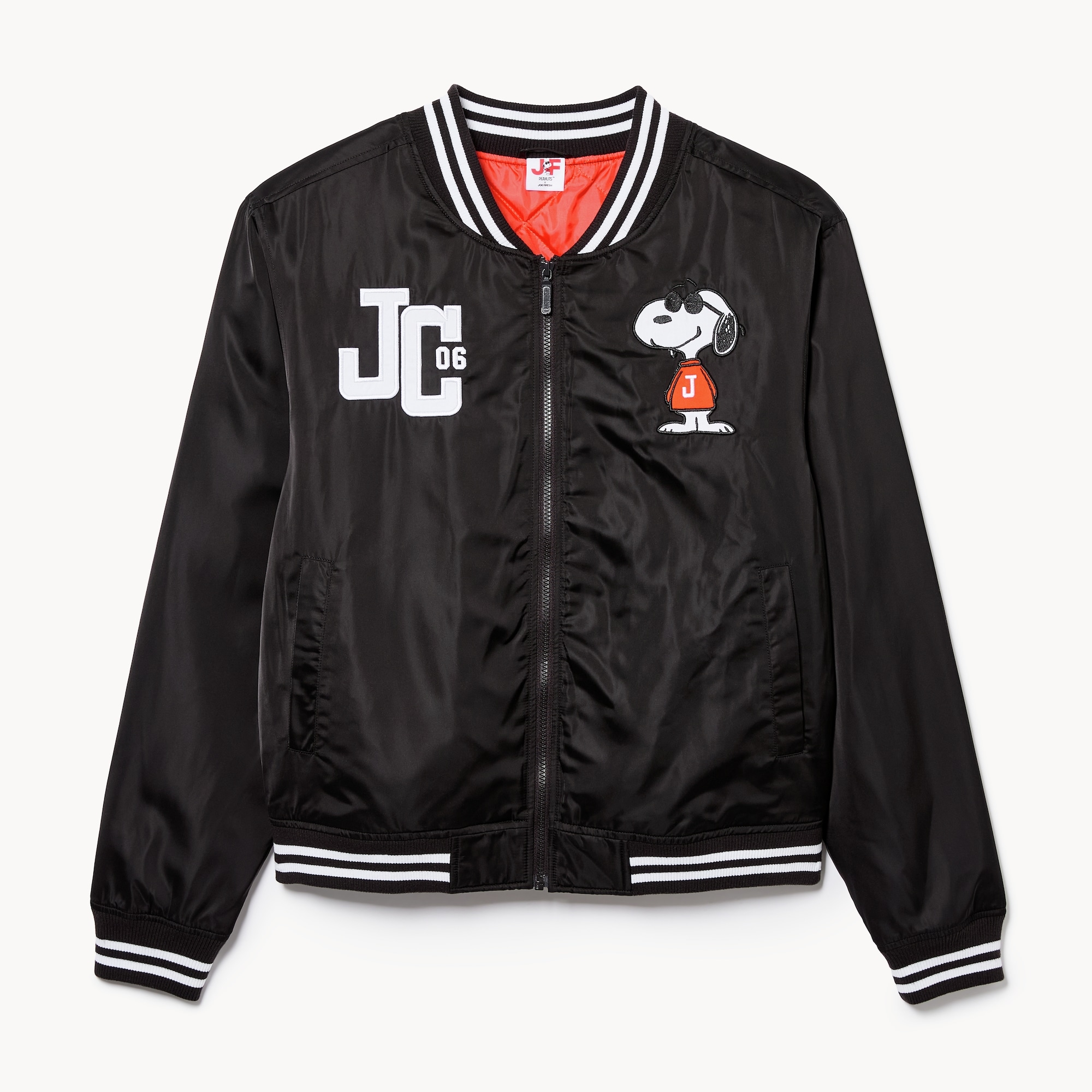 Adult Peanuts Bomber Jacket in Black from Joe Fresh