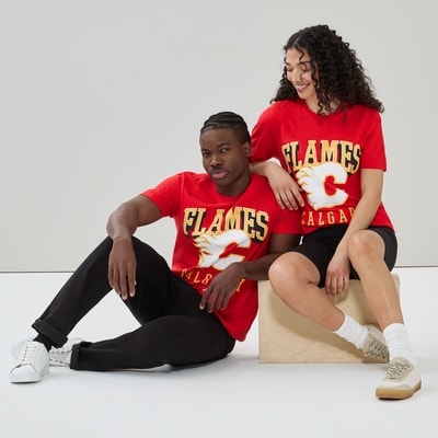 T-shirt LNH Flames de Calgary pour adultes - Rouge