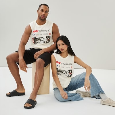 Adult Formula 1 Graphic Muscle Tank Top - Cream