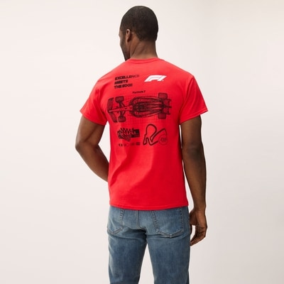 T-shirt imprimé Formule 1 pour adultes - ROUGE cerise