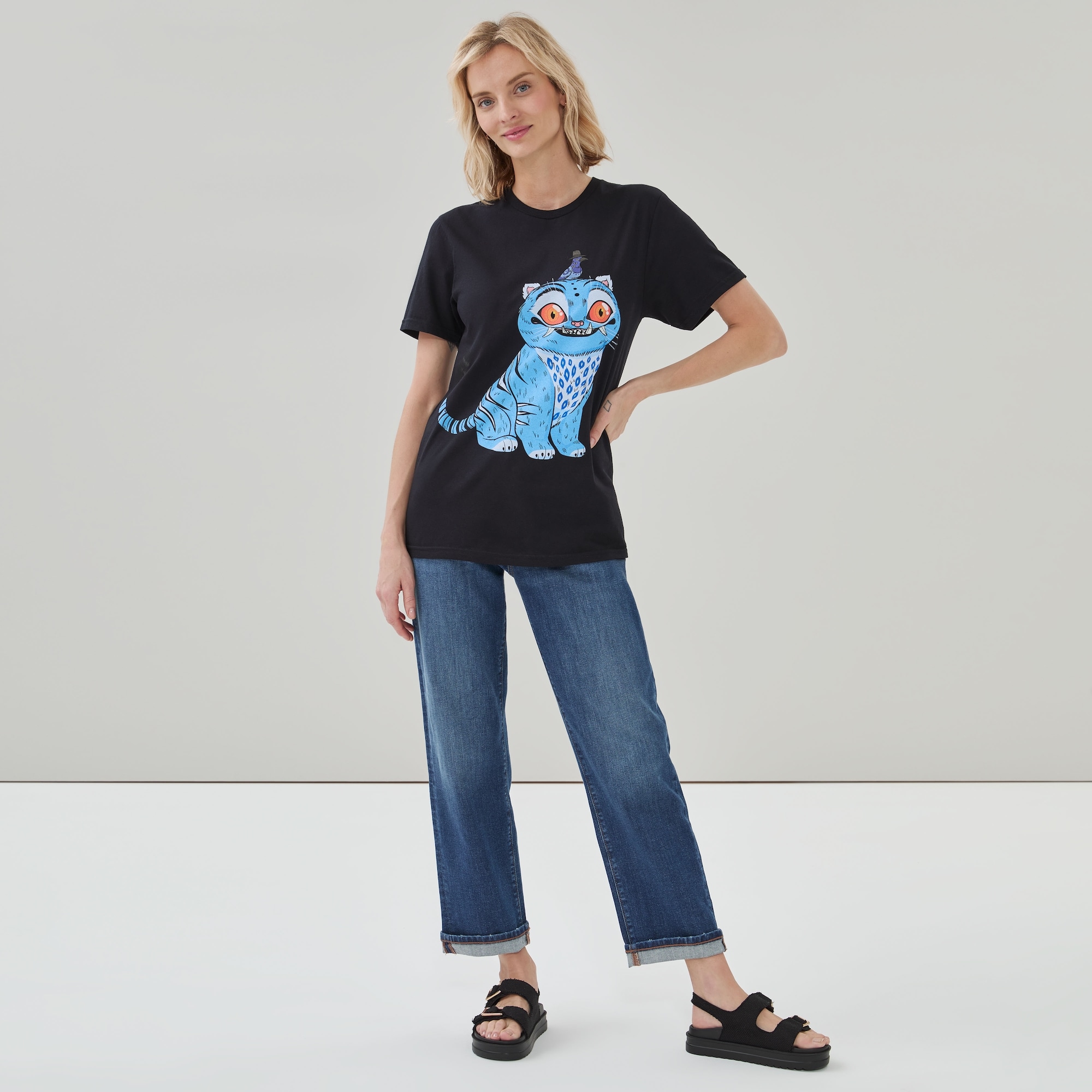 Adult K-Pop Demon Hunters Derpy Tiger T-Shirt in Black from Joe Fresh