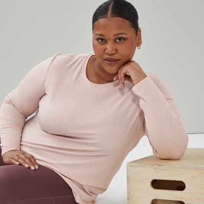 Haut sport à manches longues évacuant l’humidité - VIEUX ROSE