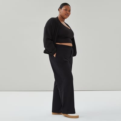 Pantalon tout-aller à jambe large Femmes+ - Noir
