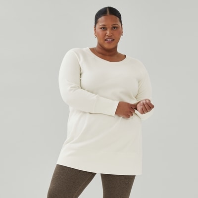 Chandail sport en molleton à col en V Femmes+ - Crème