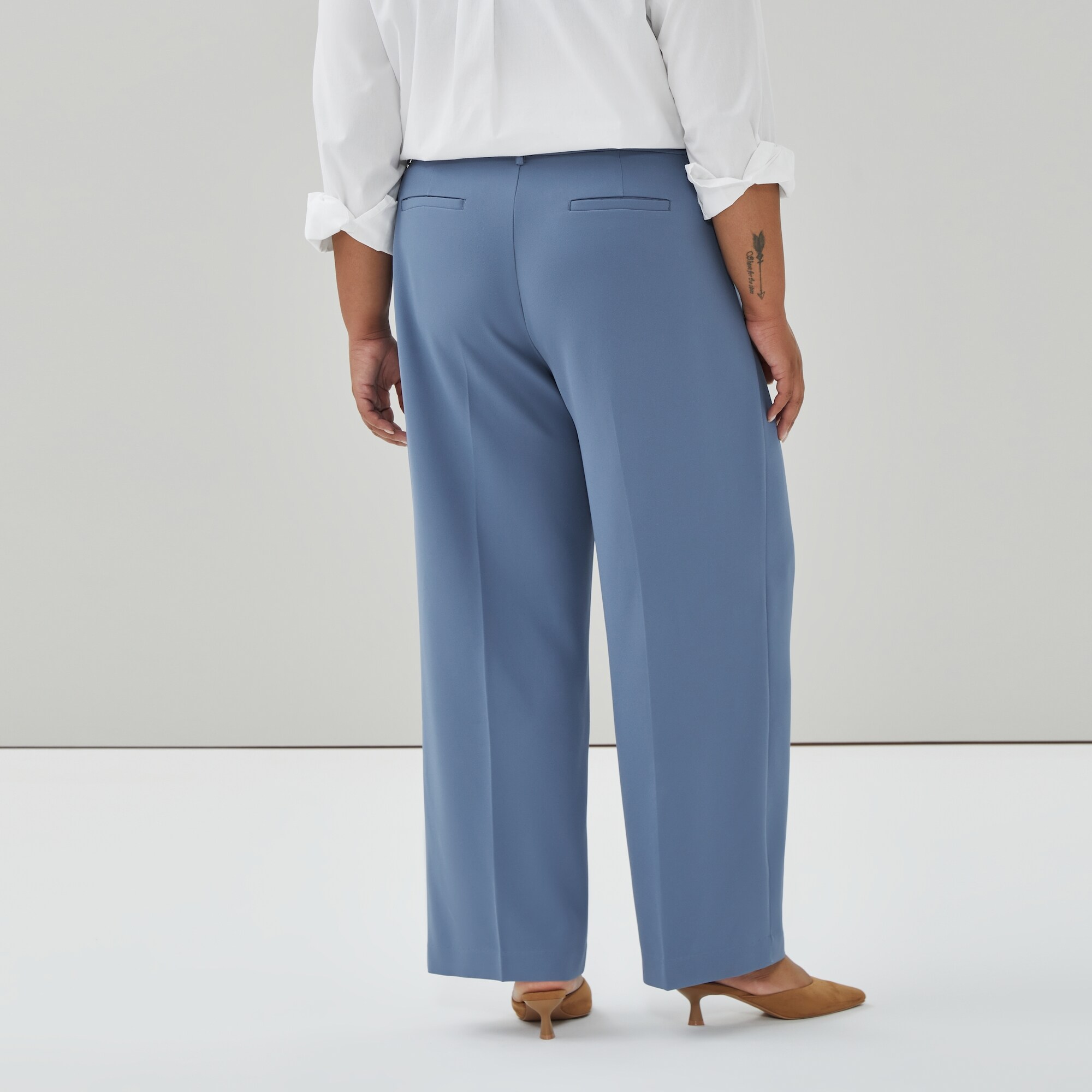 Pantalon plissé à jambe large Femmes+
