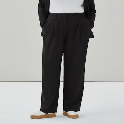 Pantalon plissé à jambe large Femmes+ - Noir JF