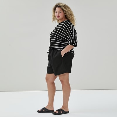 Women+ Cotton Linen Pull-On Short - JF Black