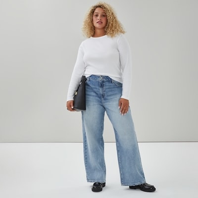 Joe Fresh Jean délavé moyen à taille haute et à jambe large 1 ea, 45,00 $/1ch