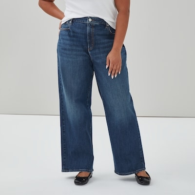 Joe Fresh Jean délavé foncé à taille haute et à jambe large 1 ea, 45,00 $/1ch