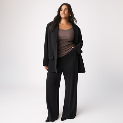 Women+ Wide Leg Ponte Pant - JF Black