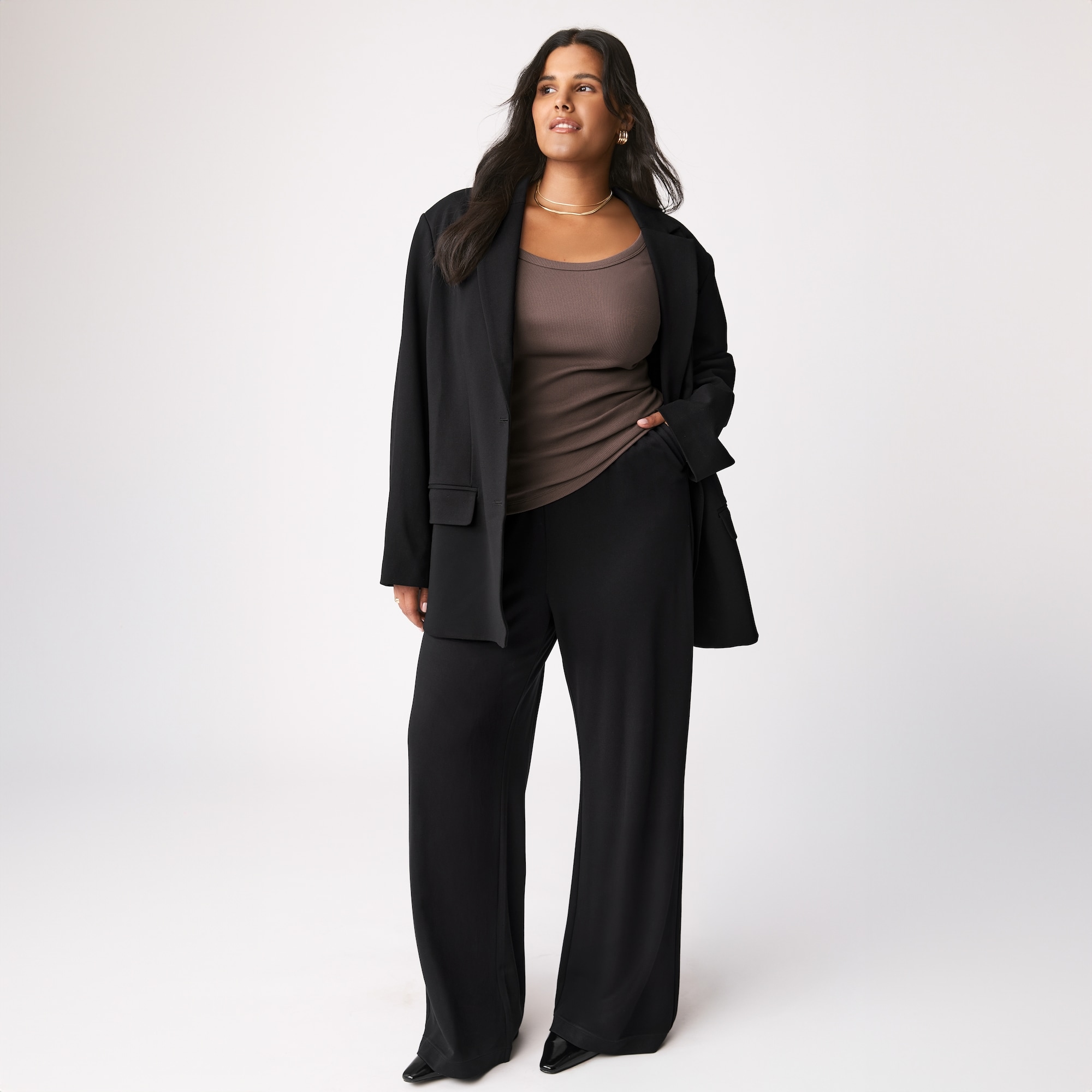 Pantalon à jambe large en point de Rome Femmes+