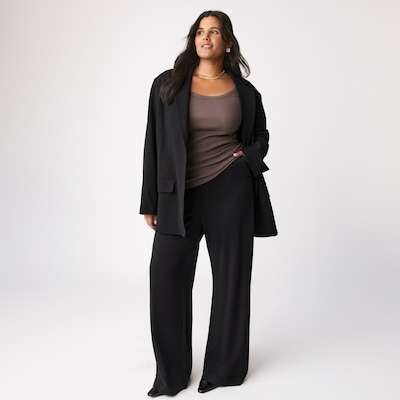 Women+ Wide Leg Ponte Pant - JF Black