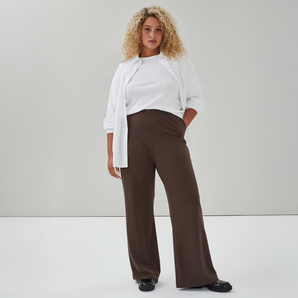Women+ Wide Leg Ponte Pant - Dusty Brown