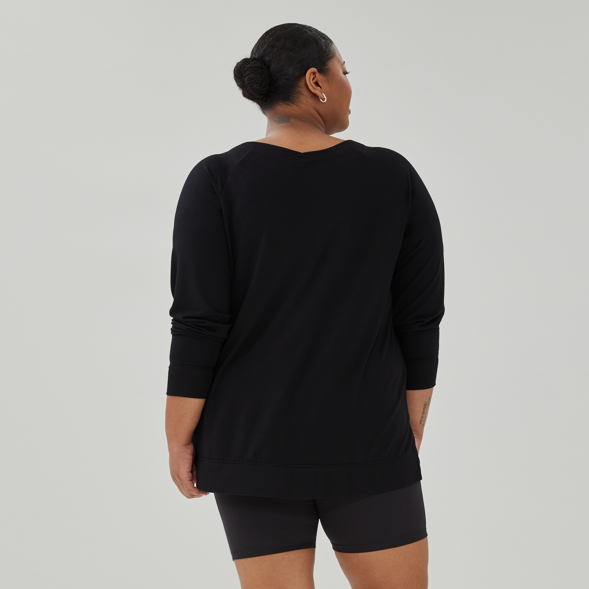 Women+ Micro French Terry Double V-Neck Sweatshirt