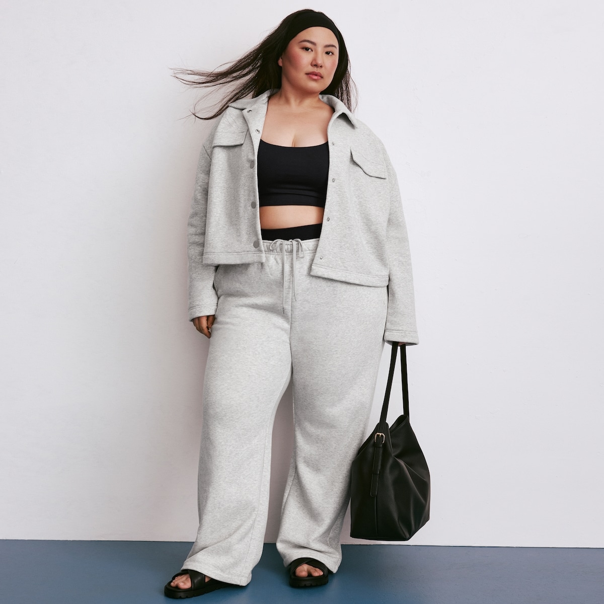 Pantalon droit en molleton MolletonConfo, femmes+ - Mlange De Gris