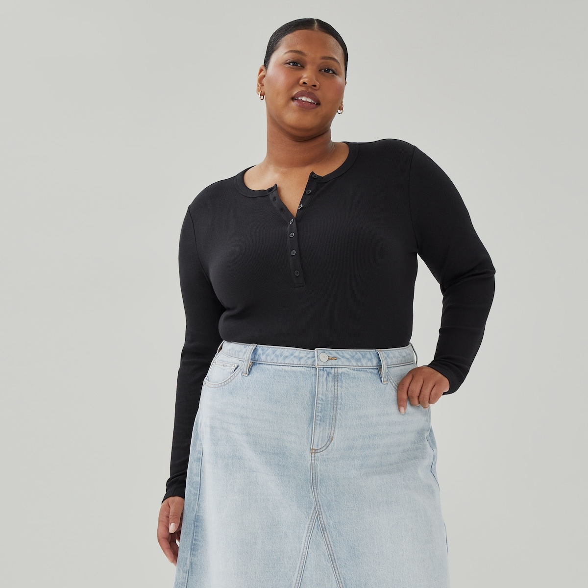 Women+ Henley Long Sleeve Top