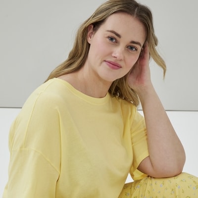 T-shirt ras du cou décontracté Femmes+ - Jaune