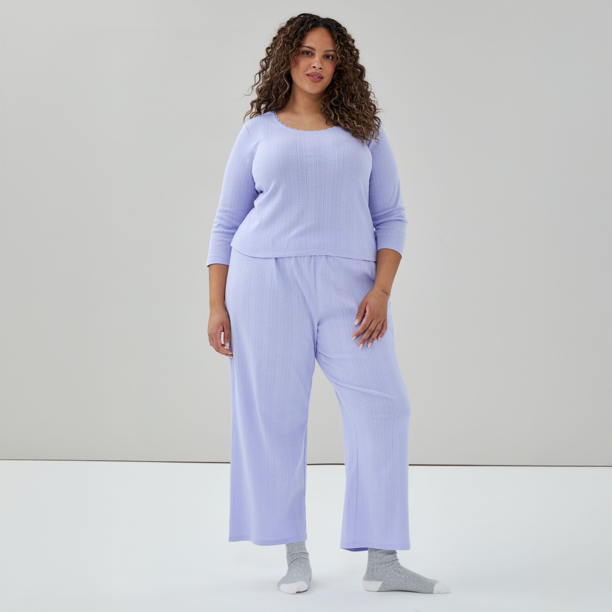 Women+ Pointelle 3/4 Sleeve Sleep Top