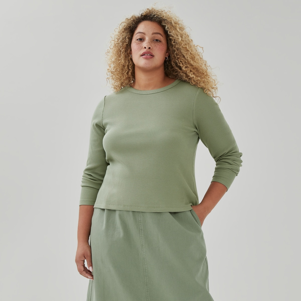 Women+ Ribbed Long Sleeve Top