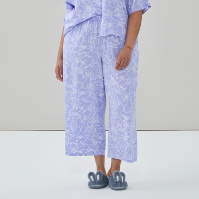 Pantalon de nuit court imprimé Femmes+ - Bleu Pâle