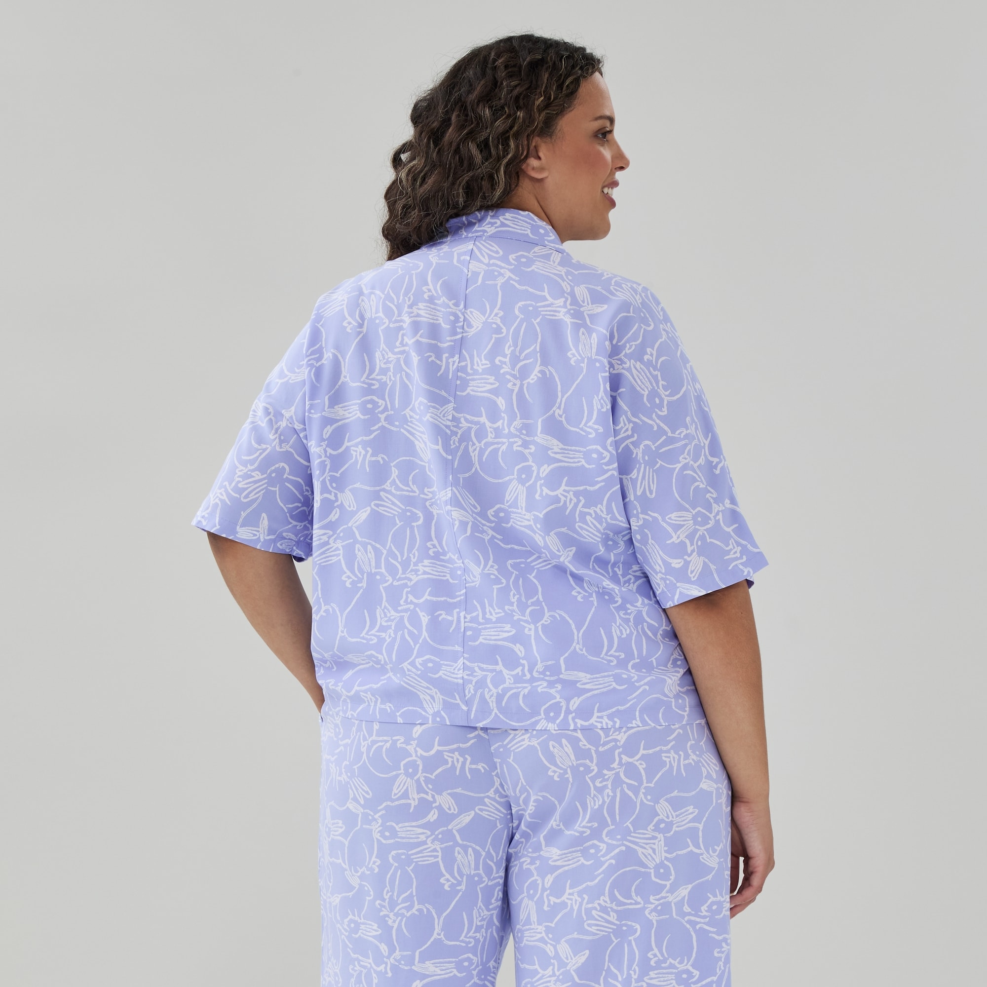 WORKERS Sleeping Open Front Shirts 美品 Women+ Printed Sleep Shirt in Light Blue from Joe Fresh