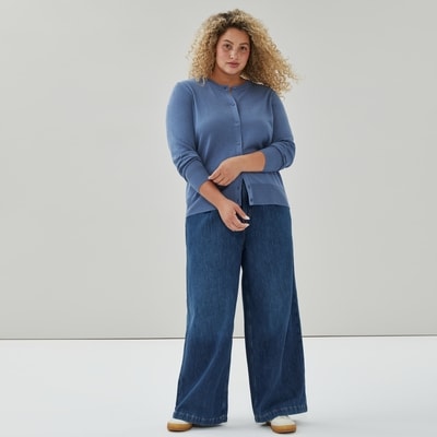 Women+ Crewneck Cardigan - Dusty Blue