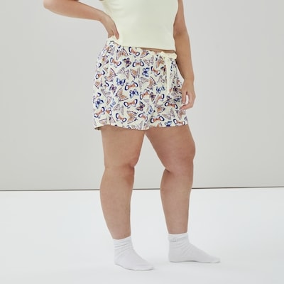 Short de nuit imprimé en coton Femmes+ - Jaune pâle