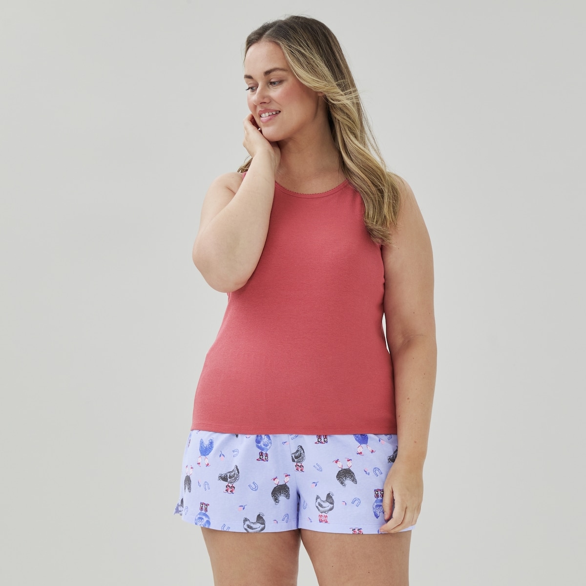 Women+ Modal Built-in-Bra Sleep Tank Top - Pale Red