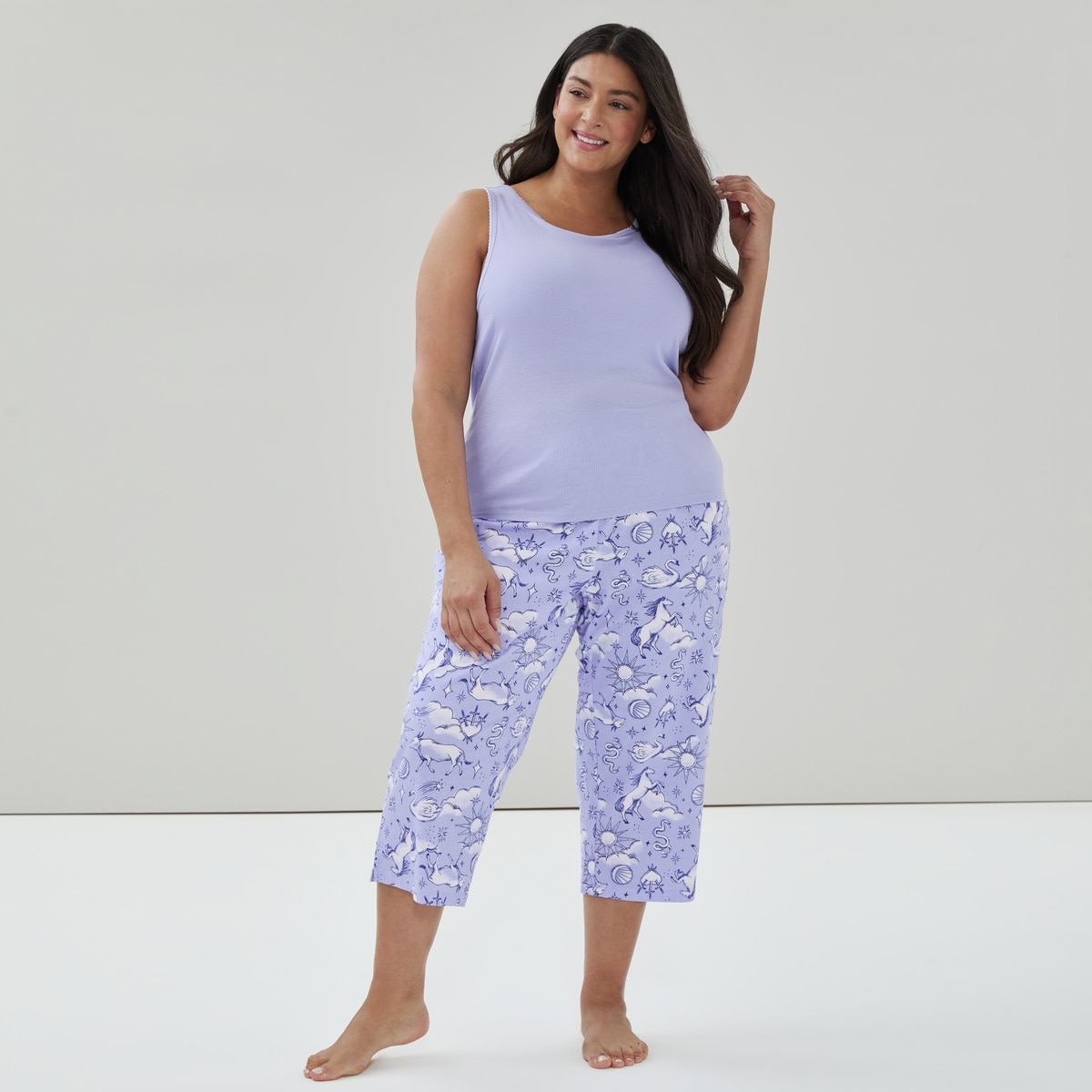 Women+ Modal Built-in-Bra Sleep Tank Top - Light Blue