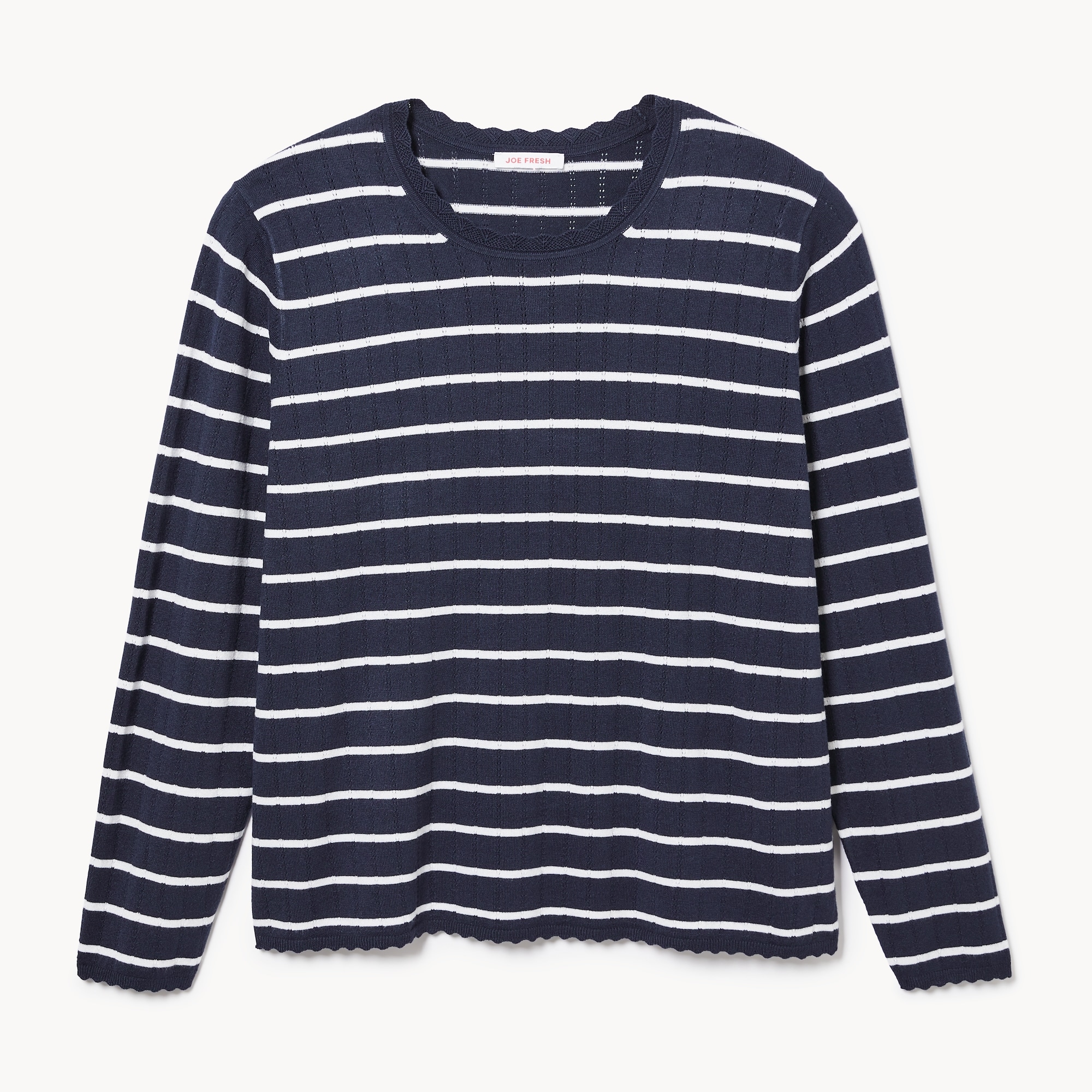 Chandail rayé en tricot mailles pointelle Femmes+