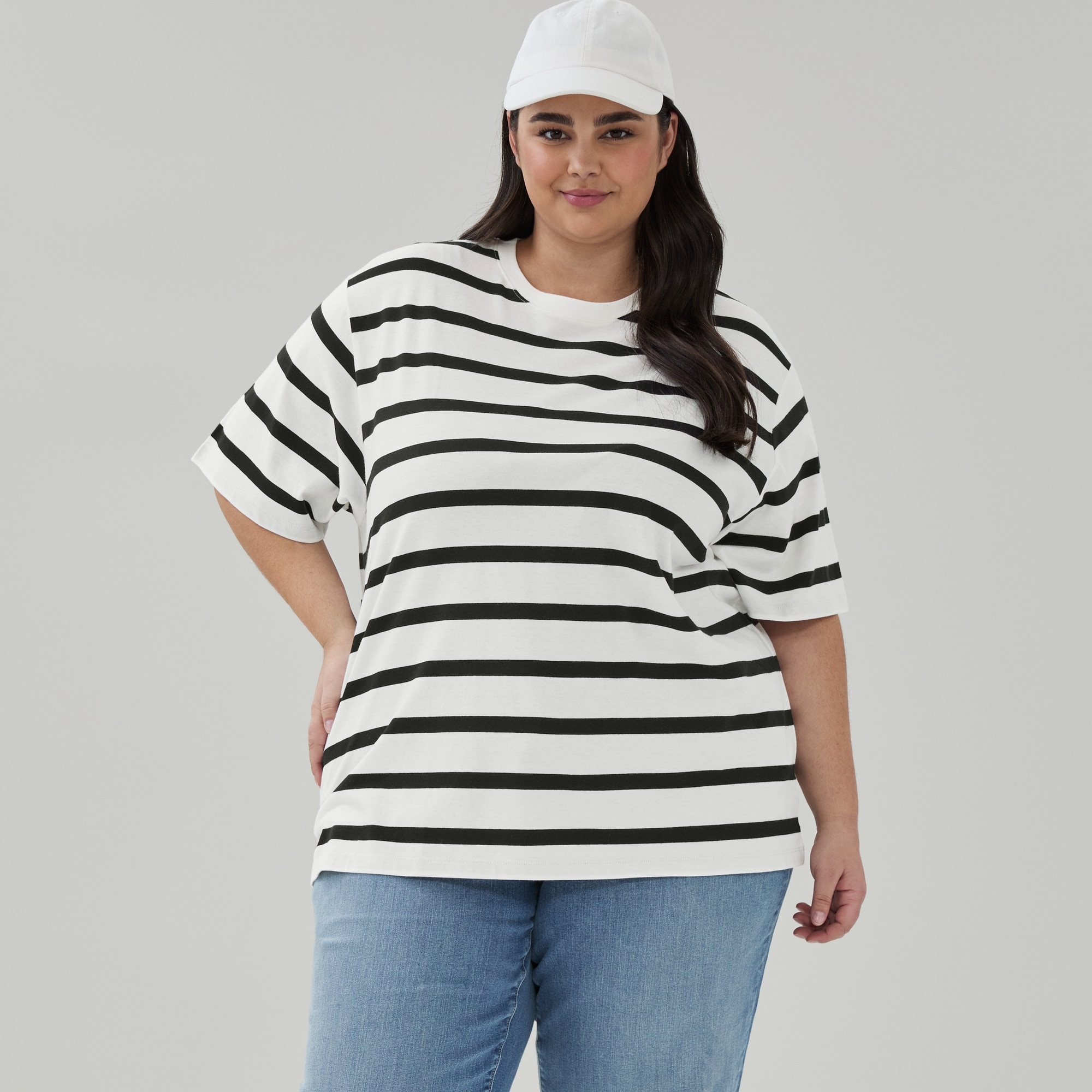 Women+ Oversized Striped Cotton T-Shirt