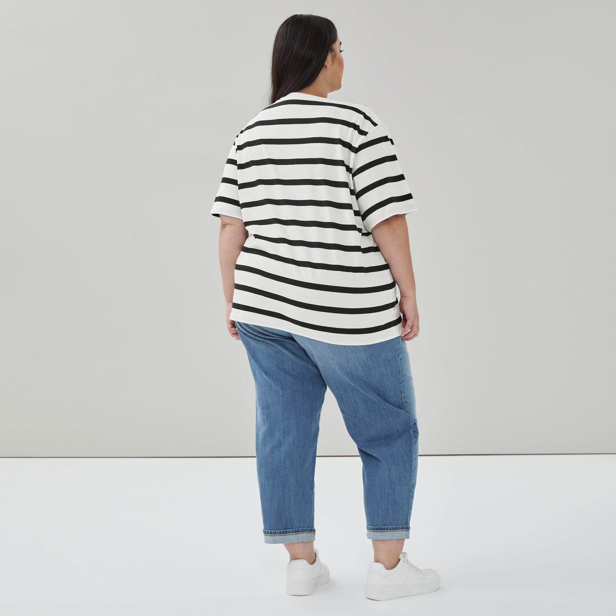 T-shirt ample rayé en coton Femmes+