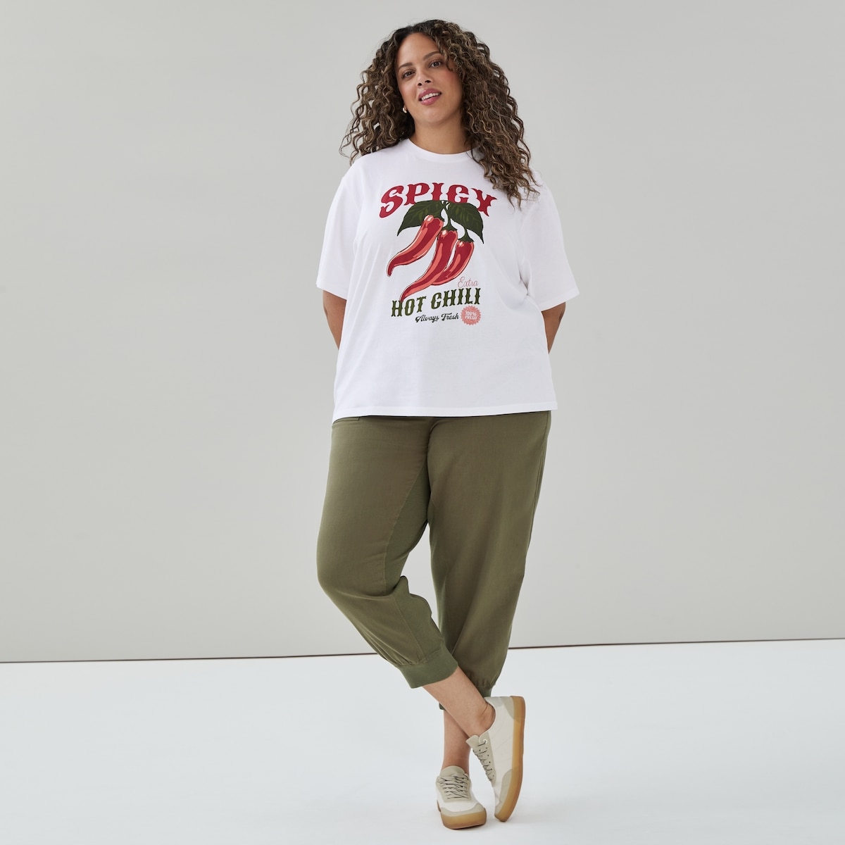 Women+ Printed Oversized T-Shirt - Bright White