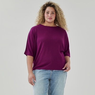 Women+ Relaxed Short Sleeve Top - Plum