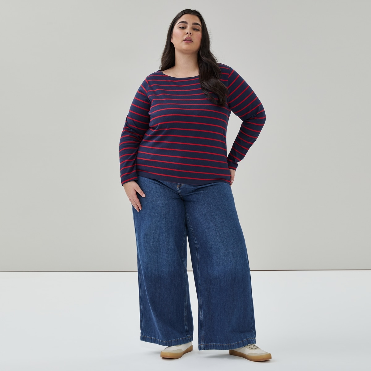 Haut manches longues et encolure bateau Femmes+ - Marine