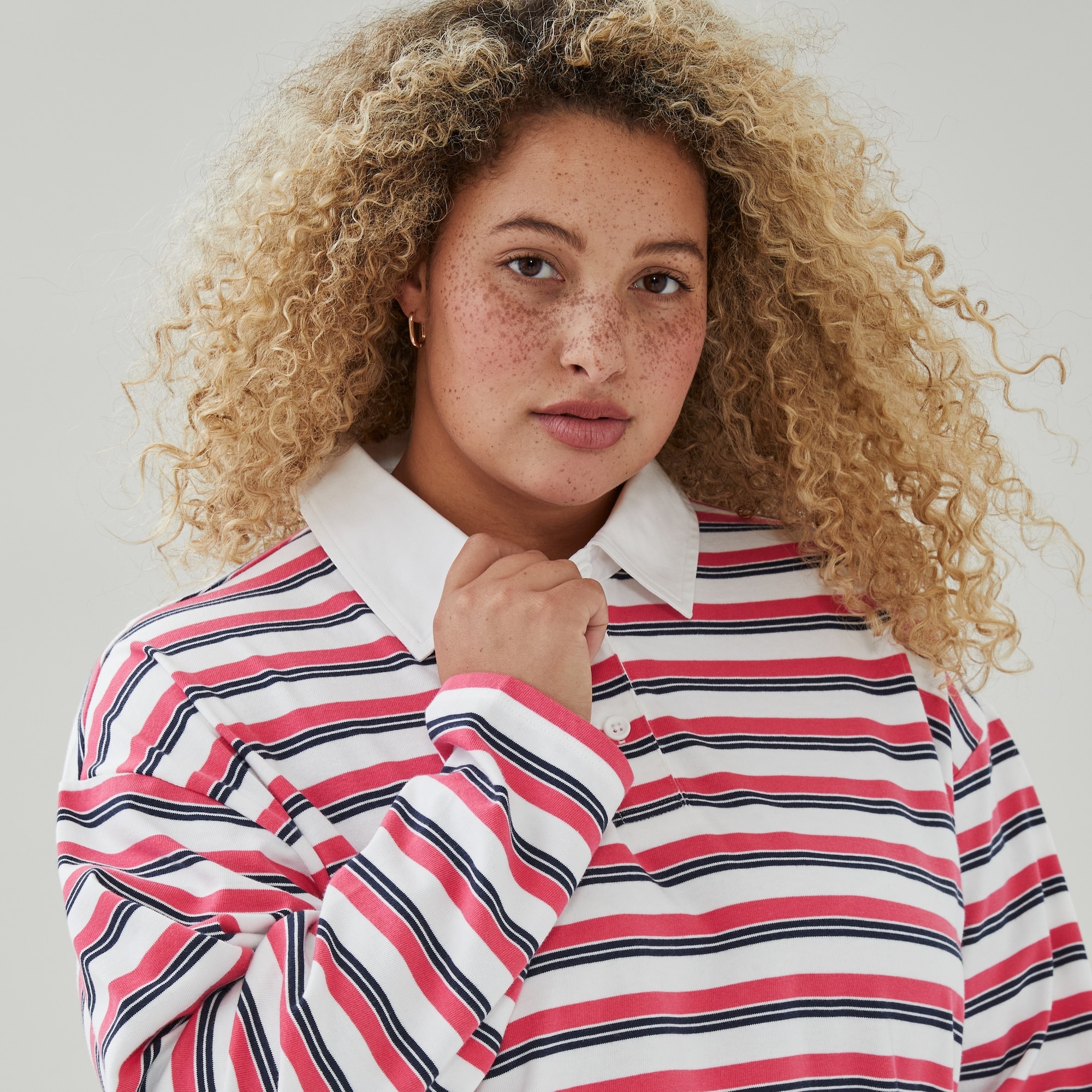 Women+ Striped Rugby Polo Shirt