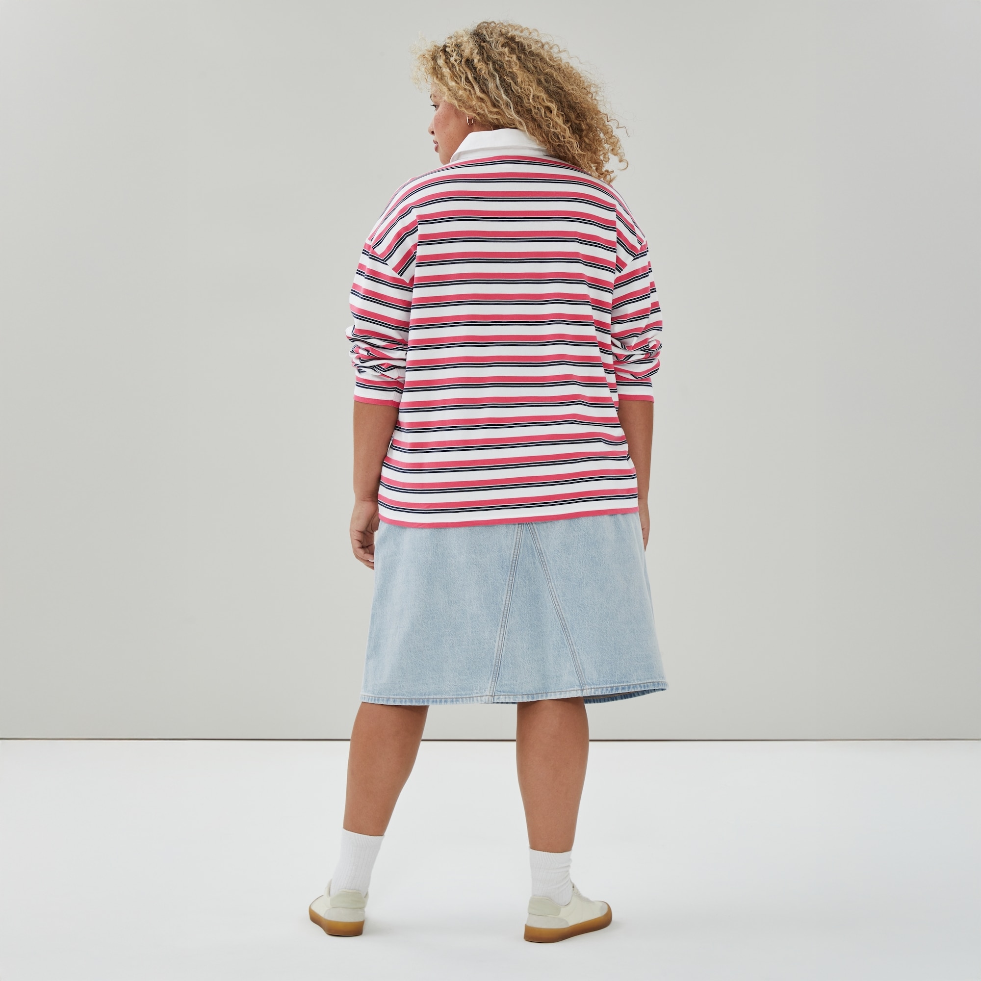 Women+ Striped Rugby Polo Shirt