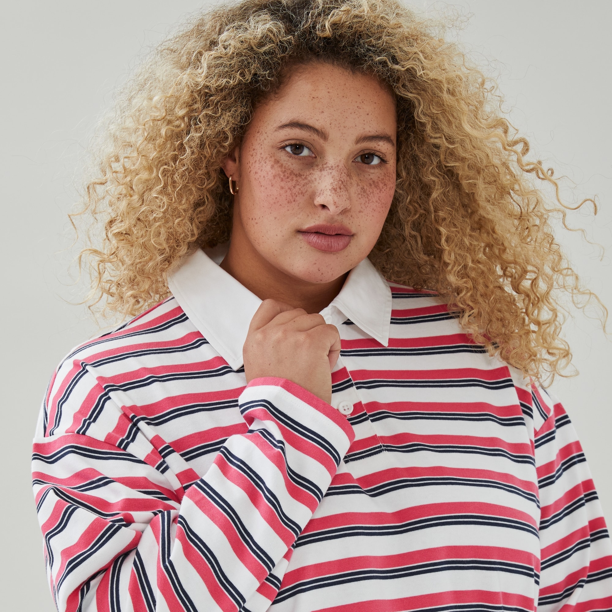 Women+ Striped Rugby Polo Shirt