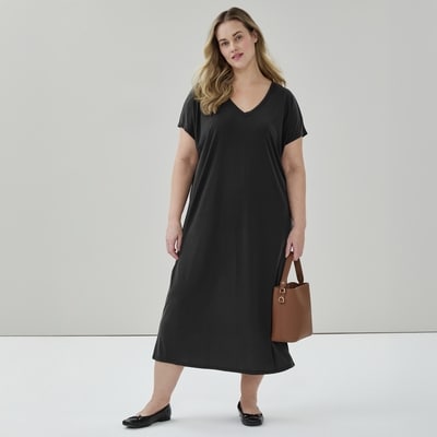 Robe usée à manches courtes Femmes+ - Noir JF