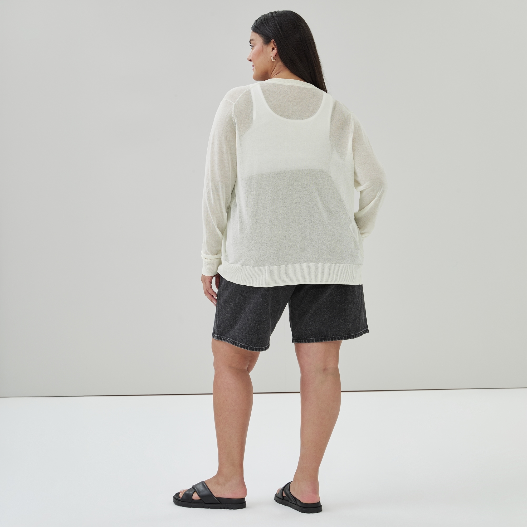 Women+ Sheer Cardigan in Off White from Joe Fresh